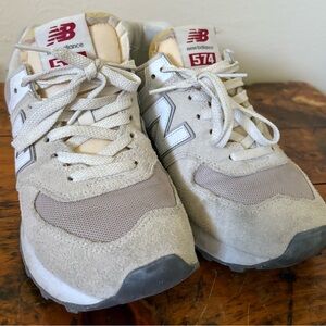 New Balance 574 Cream and Gray Sneakers